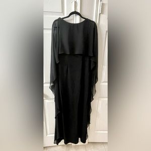 Beautiful black dress with flowing chiffon cape. Worn for son’s wedding.